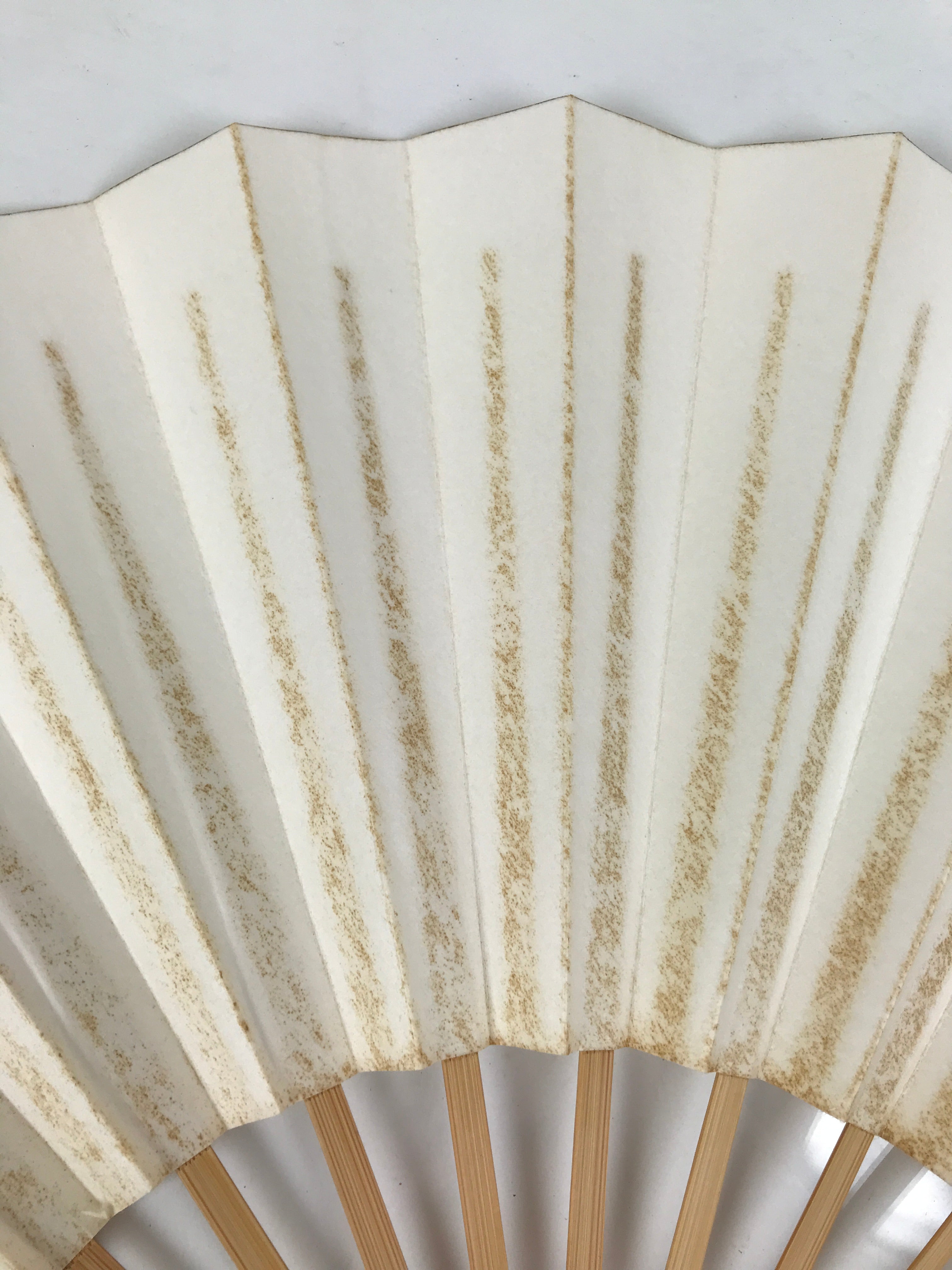 Japanese Paper Folding Fan Sensu Vtg Bamboo Frame Simple Blank White 4D891