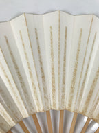Japanese Paper Folding Fan Sensu Vtg Bamboo Frame Simple Blank White 4D891