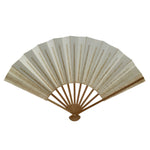Japanese Paper Folding Fan Sensu Vtg Bamboo Frame Simple Blank White 4D891