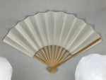 Japanese Paper Folding Fan Sensu Vtg Bamboo Frame Simple Blank White 4D947