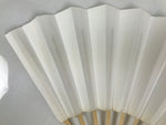 Japanese Paper Folding Fan Sensu Vtg Bamboo Frame Simple Blank White 4D947
