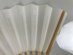 Japanese Paper Folding Fan Sensu Vtg Bamboo Frame Simple Blank White 4D947