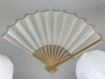 Japanese Paper Folding Fan Sensu Vtg Bamboo Frame Simple Blank White 4D947