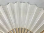 Japanese Paper Folding Fan Sensu Vtg Bamboo Frame Simple Blank White 4D947