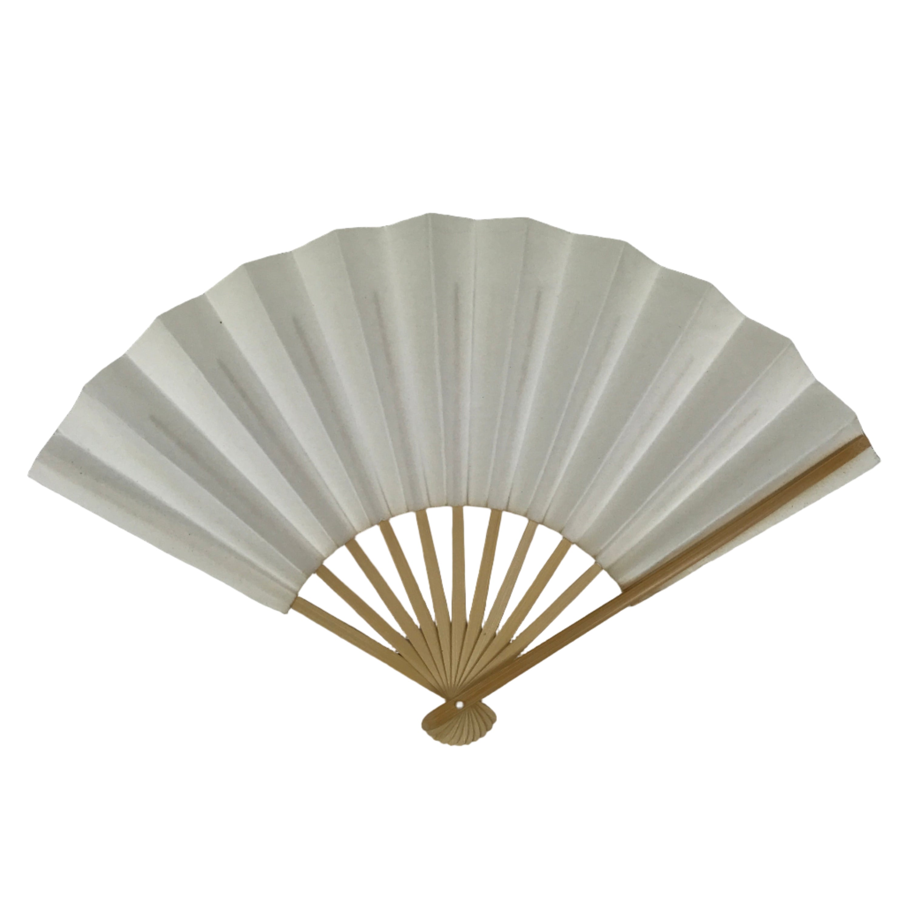 Japanese Paper Folding Fan Sensu Vtg Bamboo Frame Simple Blank White 4D947