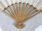 Japanese Paper Folding Fan Sensu Vtg Bamboo Frame Simple Blank White 4D948
