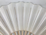 Japanese Paper Folding Fan Sensu Vtg Bamboo Frame Simple Blank White 4D948