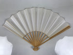 Japanese Paper Folding Fan Sensu Vtg Bamboo Frame Simple Blank White 4D948