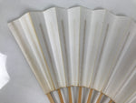 Japanese Paper Folding Fan Sensu Vtg Bamboo Frame Simple Blank White 4D948