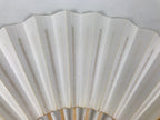 Japanese Paper Folding Fan Sensu Vtg Bamboo Frame Simple Blank White 4D948