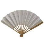 Japanese Paper Folding Fan Sensu Vtg Bamboo Frame Simple Blank White 4D948