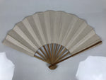 Japanese Paper Folding Fan Sensu Vtg Bamboo Frame Simple Blank White 4D949