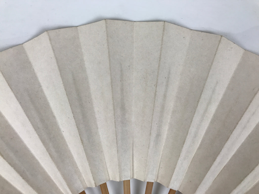Japanese Paper Folding Fan Sensu Vtg Bamboo Frame Simple Blank White 4D949