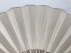 Japanese Paper Folding Fan Sensu Vtg Bamboo Frame Simple Blank White 4D949