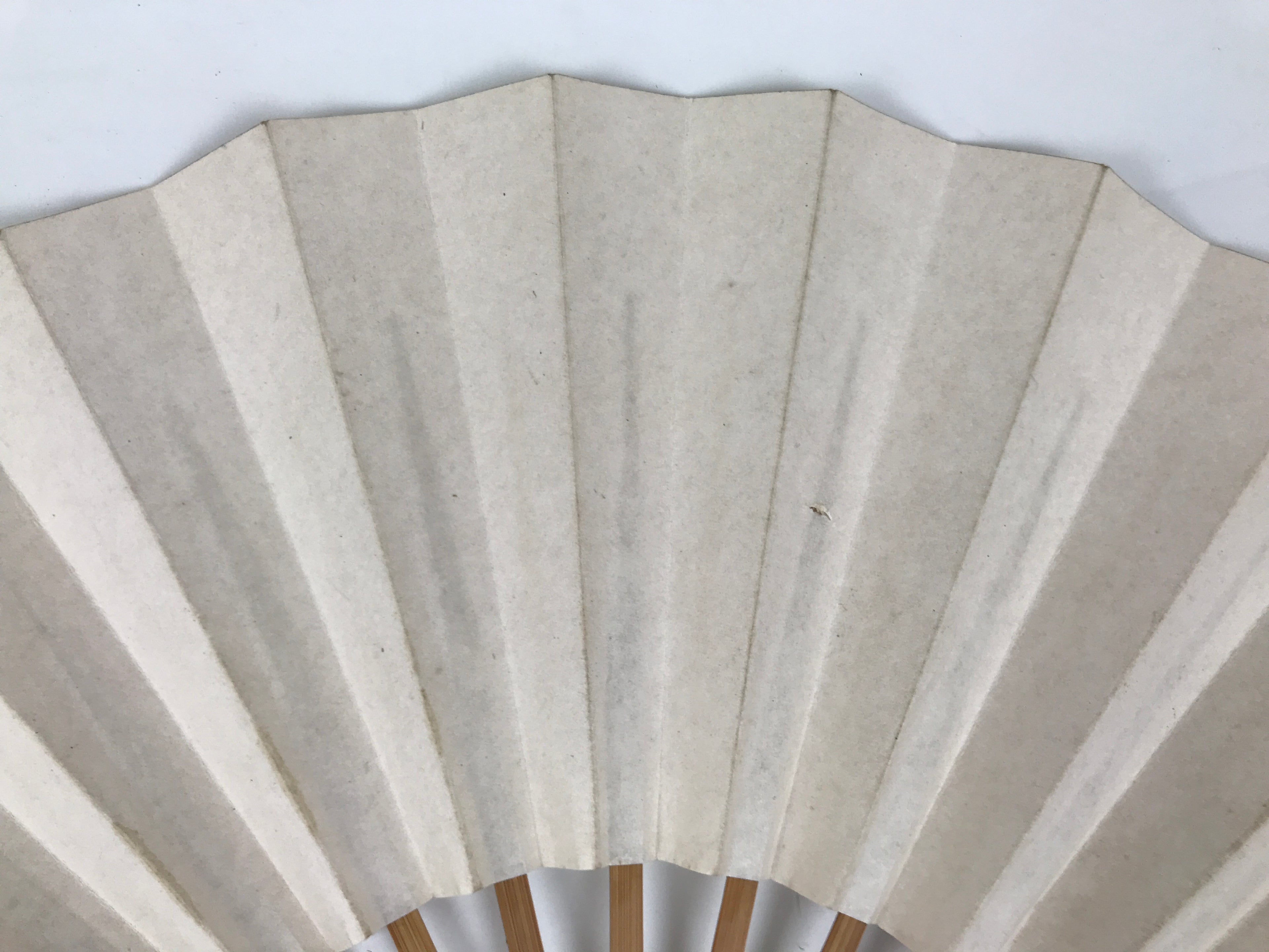 Japanese Paper Folding Fan Sensu Vtg Bamboo Frame Simple Blank White 4D949