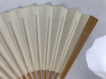 Japanese Paper Folding Fan Sensu Vtg Bamboo Frame Simple Blank White 4D950