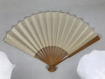 Japanese Paper Folding Fan Sensu Vtg Bamboo Frame Simple Blank White 4D950