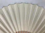 Japanese Paper Folding Fan Sensu Vtg Bamboo Frame Simple Blank White 4D950