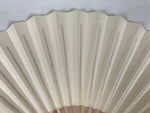 Japanese Paper Folding Fan Sensu Vtg Bamboo Frame Simple Blank White 4D950