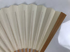 Japanese Paper Folding Fan Sensu Vtg Bamboo Frame Simple Blank White 4D950