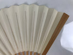 Japanese Paper Folding Fan Sensu Vtg Bamboo Frame Simple Blank White 4D950