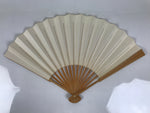 Japanese Paper Folding Fan Sensu Vtg Bamboo Frame Simple Blank White 4D950