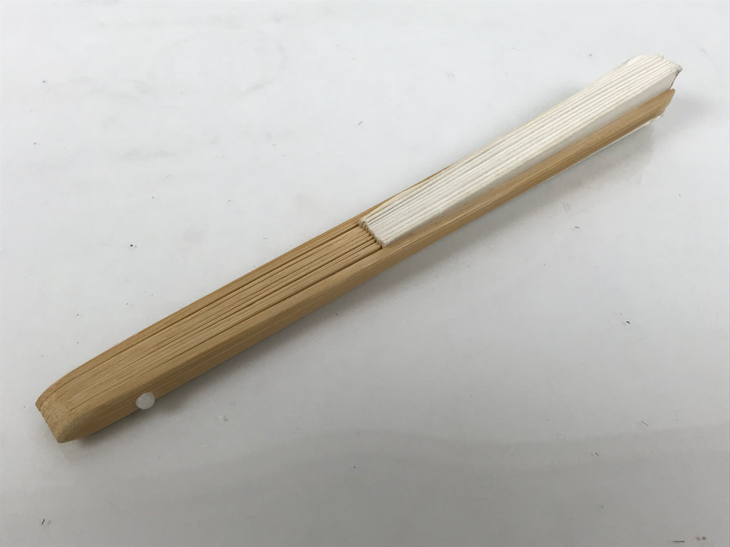 Japanese Paper Folding Fan Sensu Vtg Bamboo Frame Simple Blank White 4D951