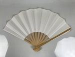 Japanese Paper Folding Fan Sensu Vtg Bamboo Frame Simple Blank White 4D951