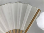 Japanese Paper Folding Fan Sensu Vtg Bamboo Frame Simple Blank White 4D951