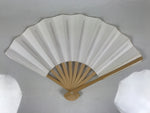 Japanese Paper Folding Fan Sensu Vtg Bamboo Frame Simple Blank White 4D951