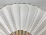 Japanese Paper Folding Fan Sensu Vtg Bamboo Frame Simple Blank White 4D951