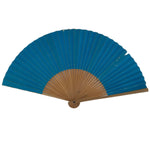 Japanese Paper Folding Fan Sensu Vtg Bamboo Frame Simple Blue Silver 4D840