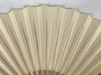 Japanese Paper Folding Fan Sensu Vtg Bamboo Frame Simple Plain Blank Beige 5D8