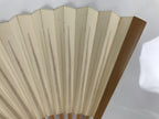 Japanese Paper Folding Fan Sensu Vtg Bamboo Frame Simple Plain Blank Beige 5D8