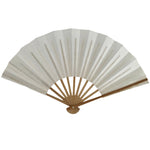 Japanese Paper Folding Fan Sensu Vtg Bamboo Frame Small Simple Blank White 4D850