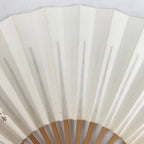 Japanese Paper Folding Fan Sensu Vtg Bamboo Frame Small Simple White Kanji 4D835