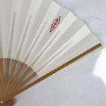 Japanese Paper Folding Fan Sensu Vtg Bamboo Frame Small Simple White Kanji 4D835