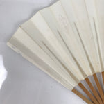 Japanese Paper Folding Fan Sensu Vtg Bamboo Frame Small Simple White Kanji 4D835