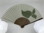 Japanese Paper Folding Fan Sensu Vtg Bamboo Frame Snail Brown Calligraphy 4D936