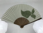 Japanese Paper Folding Fan Sensu Vtg Bamboo Frame Snail Brown Calligraphy 4D936