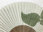 Japanese Paper Folding Fan Sensu Vtg Bamboo Frame Snail Brown Calligraphy 4D936