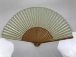 Japanese Paper Folding Fan Sensu Vtg Bamboo Frame Teal Silver Gold Lines 4D977