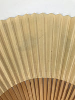 Japanese Paper Folding Fan Sensu Vtg Bamboo Frame Two Leaves Blue Beige 4D908