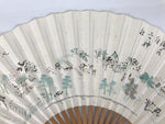 Japanese Paper Folding Fan Sensu Vtg Bamboo Frame Village Calligraphy 4D937