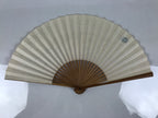 Japanese Paper Folding Fan Sensu Vtg Bamboo Frame Village Calligraphy 4D937
