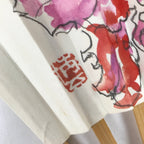 Japanese Paper Folding Fan Sensu Vtg Bamboo Frame Watercolor Flower Purple 4D868