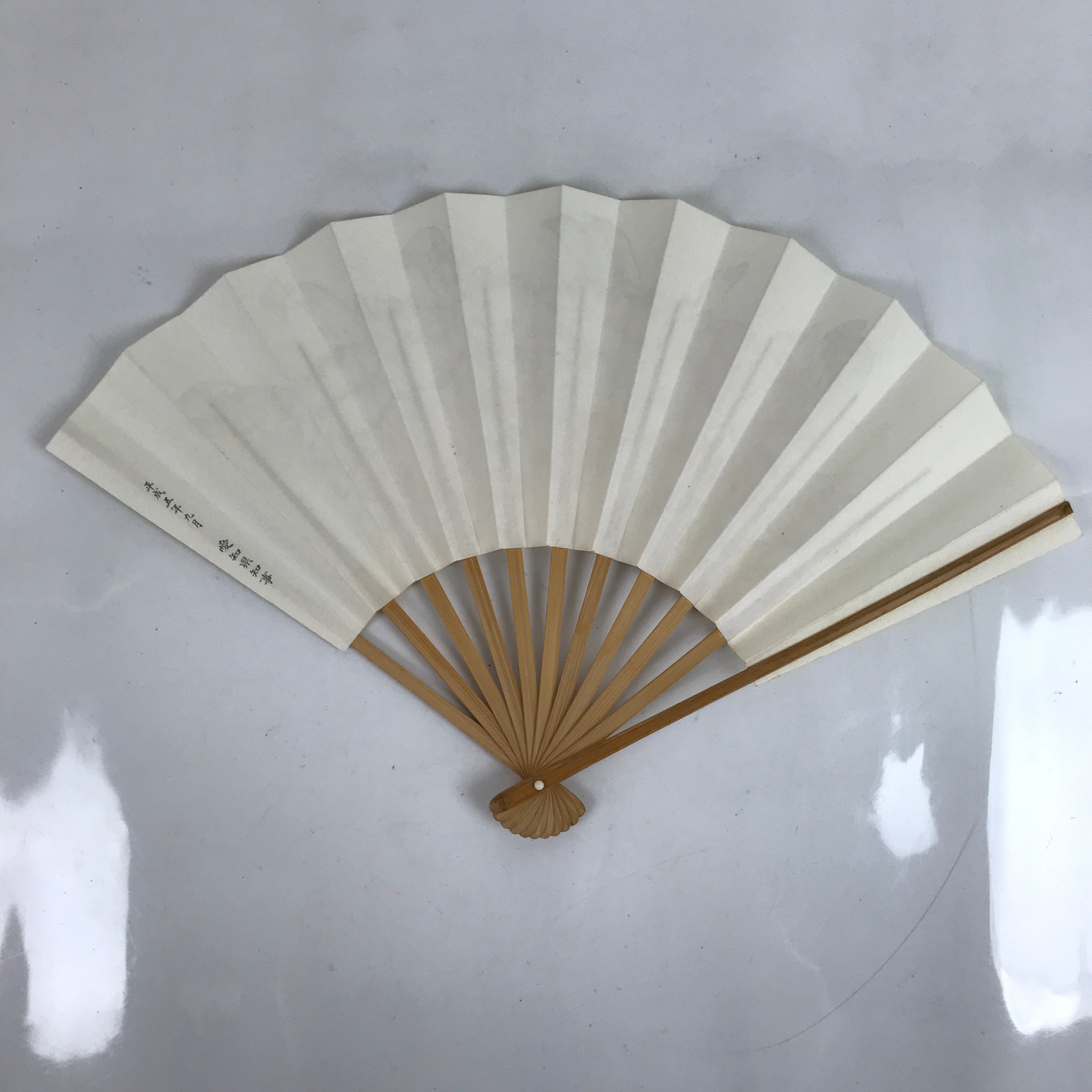 Japanese Paper Folding Fan Sensu Vtg Bamboo Frame Watercolor Flower Purple 4D868