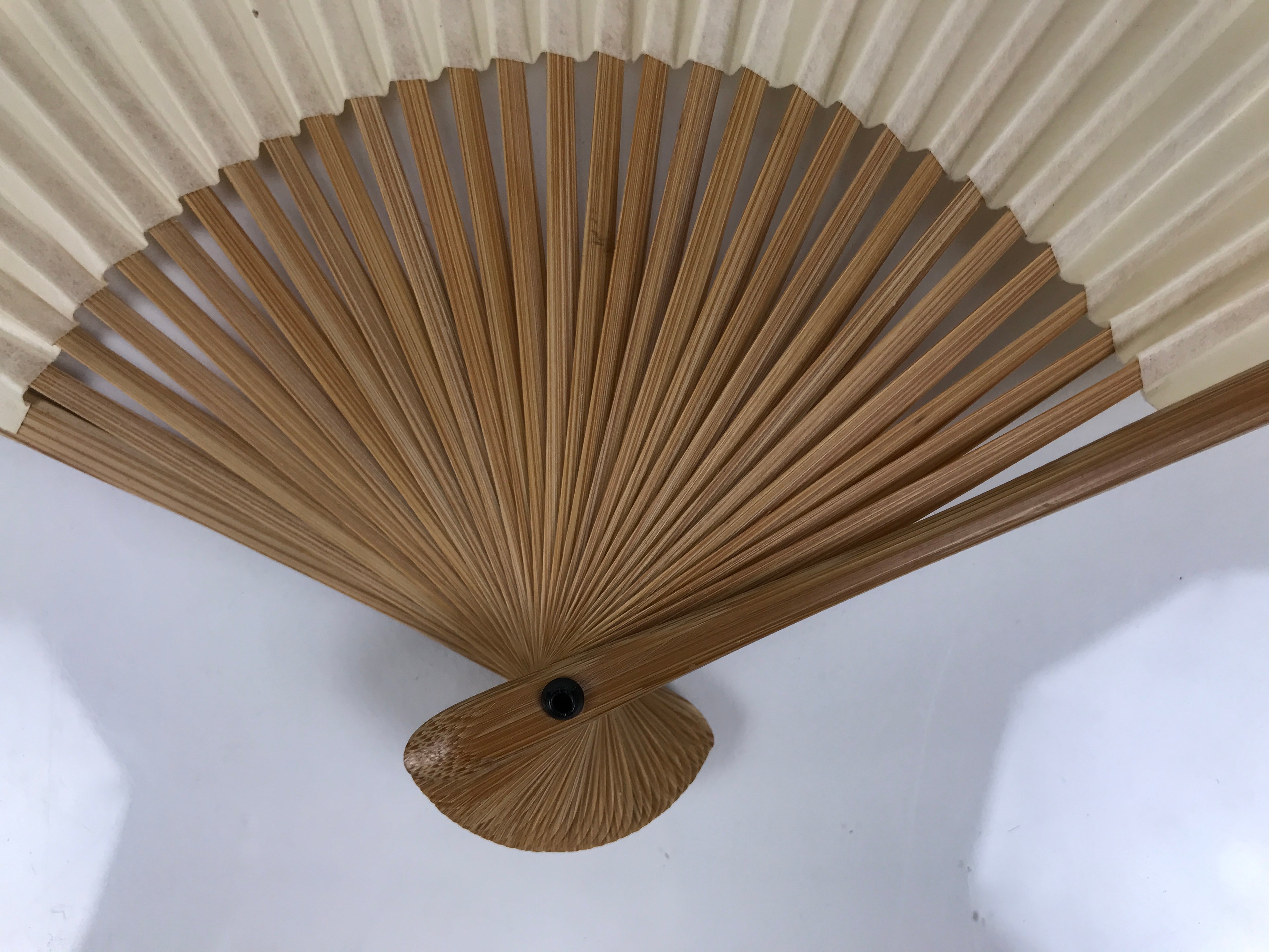 Japanese Paper Folding Fan Sensu Vtg Bamboo Frame White Calligraphy Kanji 5D33