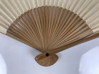 Japanese Paper Folding Fan Sensu Vtg Bamboo Frame White Calligraphy Kanji 5D33