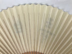 Japanese Paper Folding Fan Sensu Vtg Bamboo Frame White Calligraphy Kanji 5D33